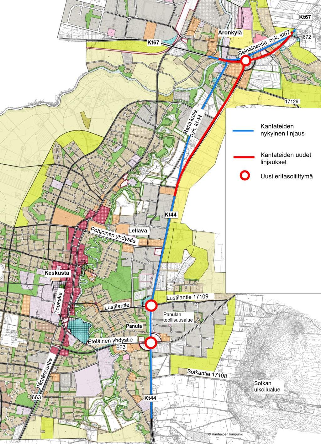 eilla. Teollisuudelle osoitetaan laajenemisalueita Lellavan, Panulan ja Aronkylän teollisuusalueiden yhteydestä ja Rahikkatien (kt 44) varrelta.