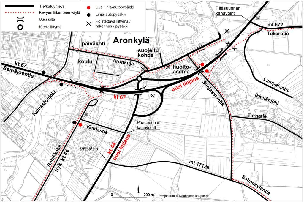 rakennetaan uuteen paikkaan Rahikkatien itäpuolelle noin 2,1 km:n matkalla (kuva 19).