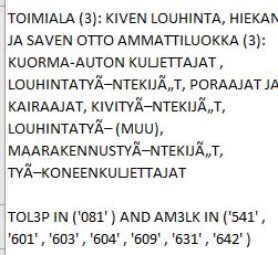(myös maanrakennustt luku pieni TOL takia) STM esite: Suurimmat lyhyt- ja