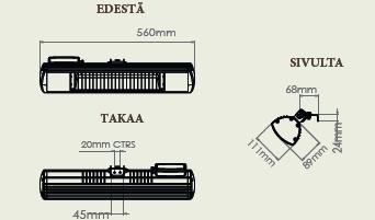 valkoinen 8110904 musta 8110906 hopea 8110905 LÄMMITYSALA TANRIG20 Teho (W)