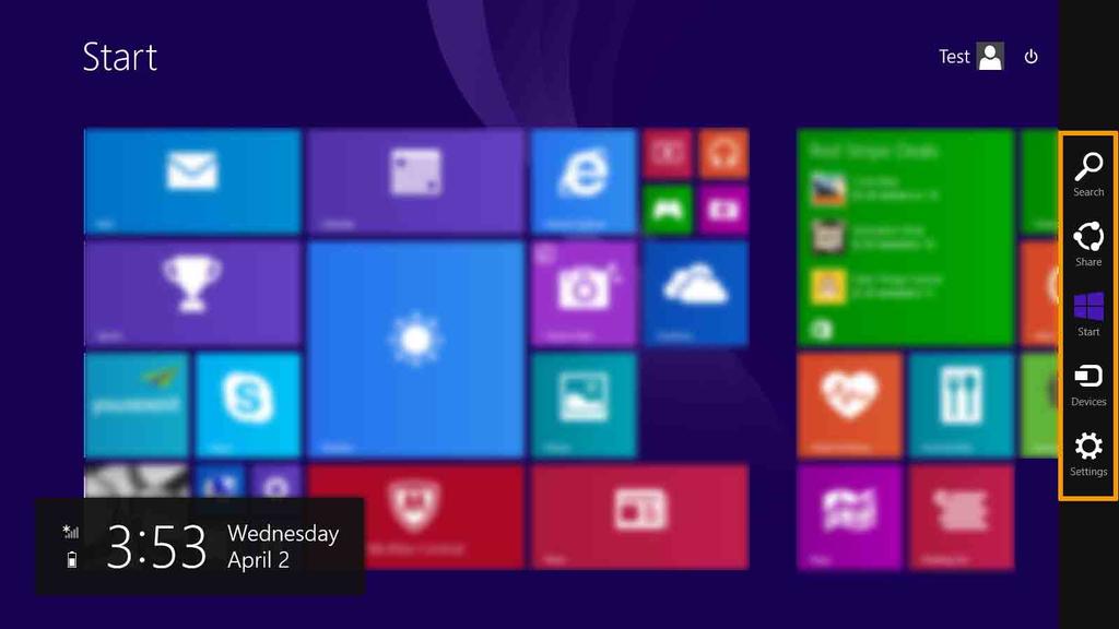 Luku 2. Perustehtävät Oikopolut ja oikopolkupalkki (Windows 8.