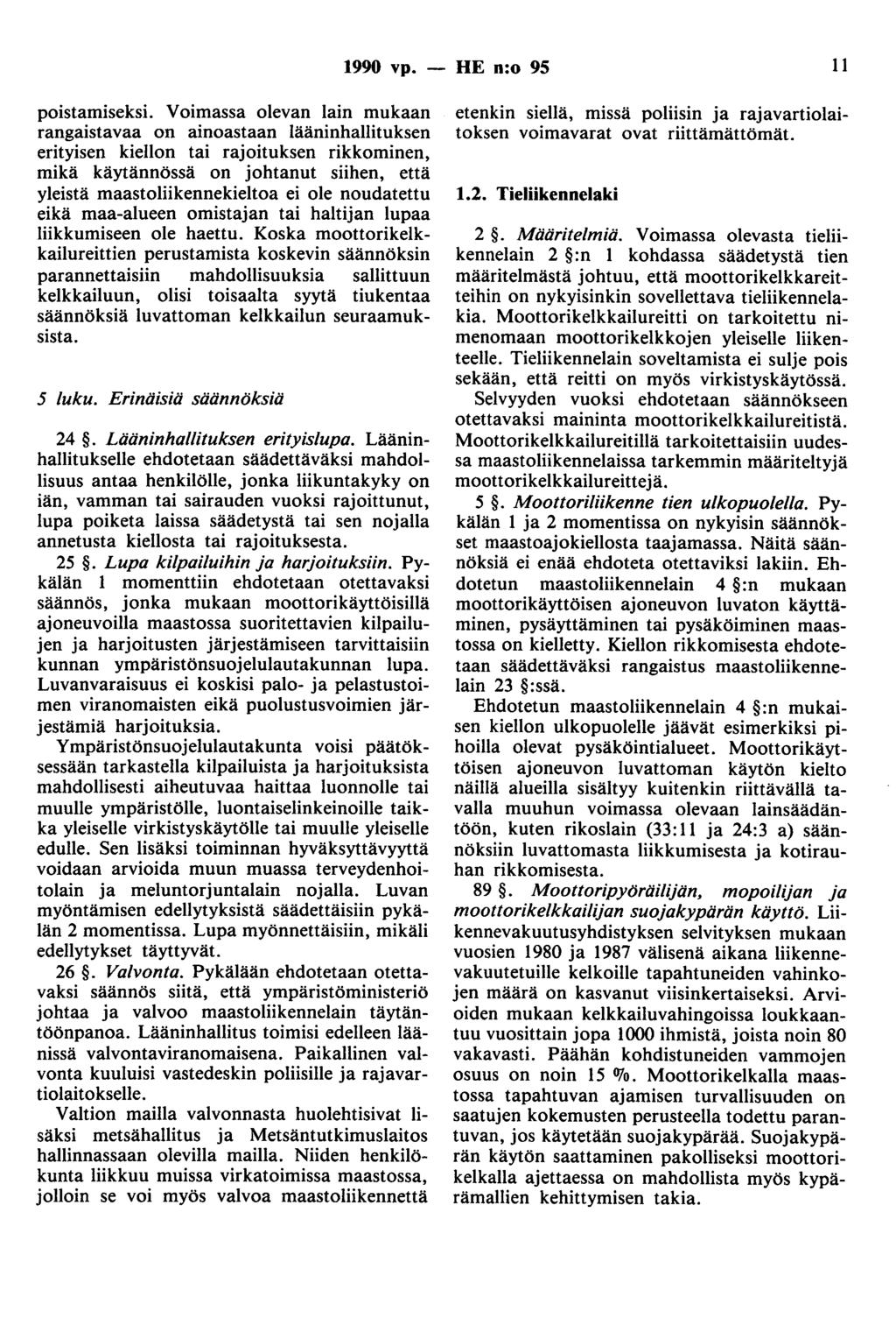 1990 vp. - HE n:o 95 11 poistamiseksi.