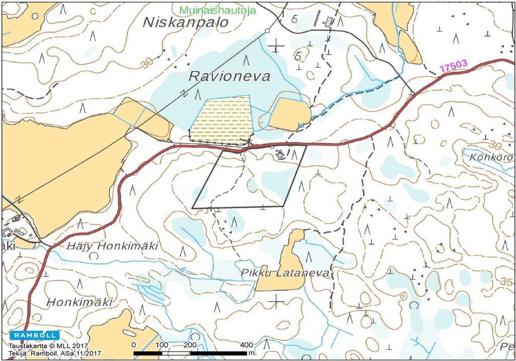 6 Kuva 2. Suunnittelualueen alustava rajaus. Maanmittauslaitos Kuva 3. 1.