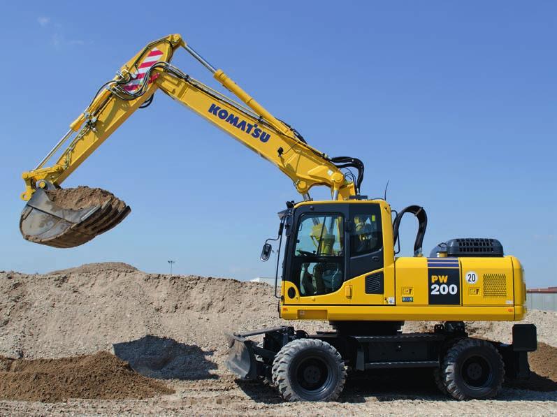PW 200 Hydraulinen pyöräalustainen kaivukone PW200-7 MOOTTORITEHO 134 kw