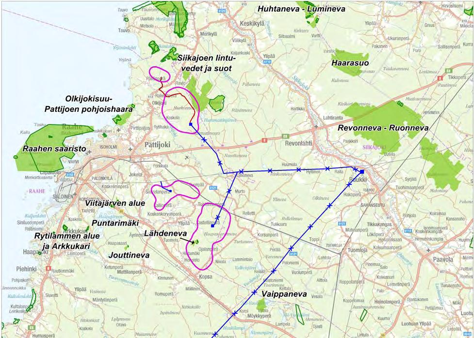 12 (88) Raahen itäiset tuulivoimapuistot FCG SUUNNITTELU JA TEKNIIKKA OY Natura-alue (FI1104200) on sisällytetty Natura 2000-verkostoon vain luontodirektiivin