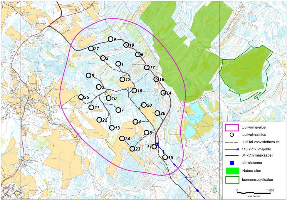 14 (88) Raahen itäiset tuulivoimapuistot FCG SUUNNITTELU JA TEKNIIKKA OY Kuva 4. Hummastinvaaran tuulivoimapuisto. 3.2.