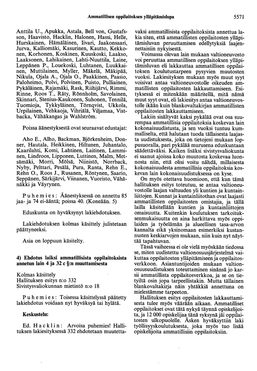 Ammatillisen oppilaitoksen ylläpitämislupa 5571 Anttila U.