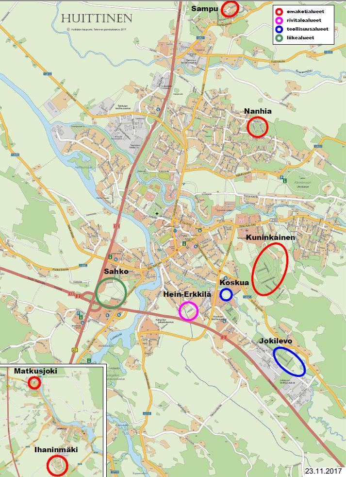 KAAVOITUSKATSAUS 2017 Sivu 22 Kaupungin tonttialueet Kartassa on