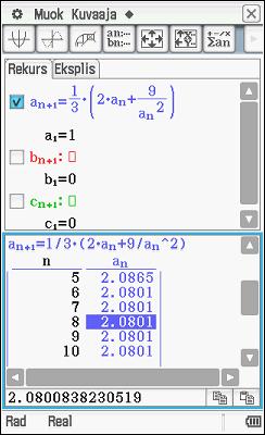 08010352550957, 7. on 2.08008382323852 ja 8. on 2.0800838230519.