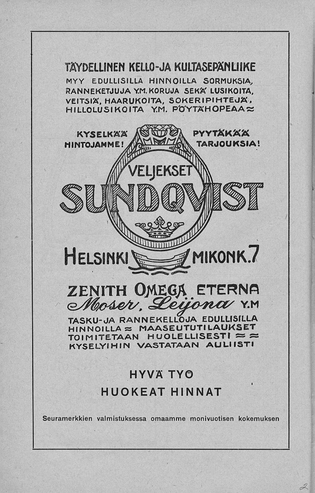 TÄYDELLINEN KELLO-JA KULTASEPÄNLIIKE MY
