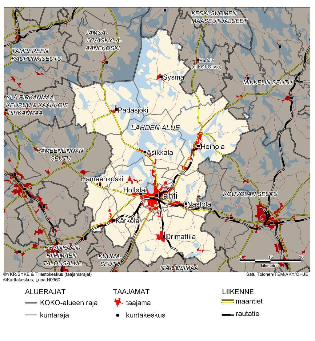 SEUTUKORTTI LAHDEN ALUE Asikkala, Heinola, Hollola, Hämeenkoski, Kärkölä, Lahti, Nastola, Orimattila, Padasjoki, Sysmä (196 000 as.