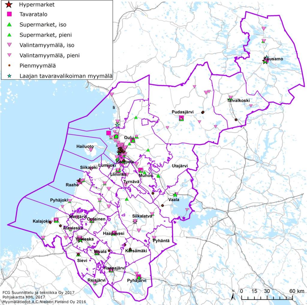 FCG SUUNNITTELU JA TEKNIIKKA OY Loppuraportti 18 (82) Päivittäistavaramyymälöiden lisäksi päivittäistavaroita myydään laajan tavaravalikoiman myymälöissä (ns.