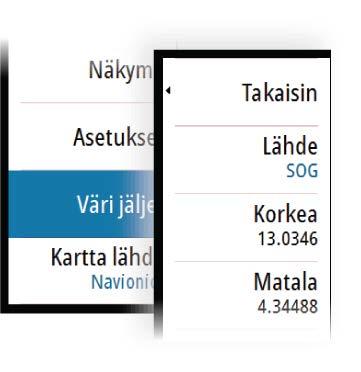 Aseta sitten enimmäis- ja vähimmäisraja-arvot valitsemalla kyseiset vaihtoehdot (lähteen määrittämisen jälkeen). Värillinen jälki edustaa ainoastaan yhtä tietolähdettä kerrallaan.
