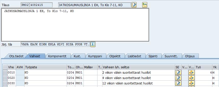 34 5.2 Uudet huolto-ohjelmat Saumaus- ja jatkosaumauslinjojen ennakkohuoltojen nykytilan kartoituksen jälkeen pyrittiin huolto-ohjelmia optimoimaan.