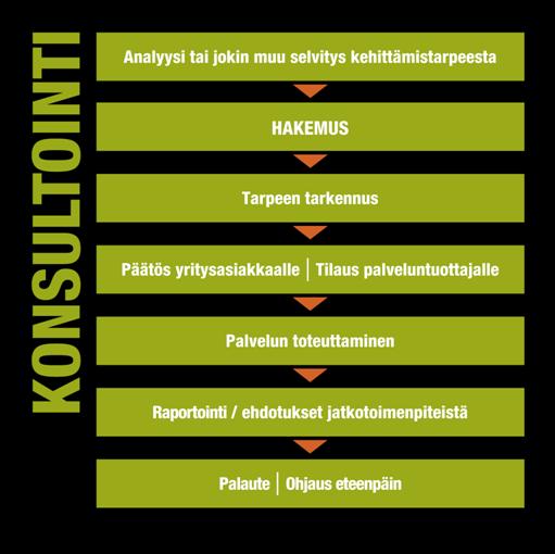 Yritysten kehittämispalvelut: Konsultointi Voit tehdä ensin yrityksesi kehittämiskartoituksen verkossa Nämä lähtötiedot auttavat sopivan palvelun löytämisessä Analyysi 1-2 pv (220 /pv) Kokonaiskuva