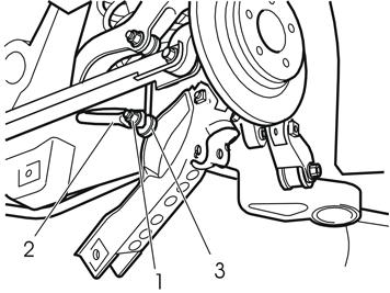 11 Irrota: kallistuksenvaimentimen mutteri (1). Käytä Torx-avainta vastintukena, jottei kumisuojus vaurioituisi.
