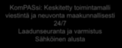 Maakunnan väestö/asiakasmäärä Varsinais-Suomen KomPAssi- mallin Monikanavainen viestintä, neuvonta ja ohjaus KomPASsi: Keskitetty toimintamalli viestintä ja neuvonta maakunnallisesti 24/7