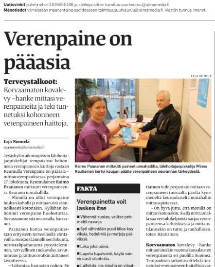 Mediakontaktoinnit 17 Vaikuttaminen YLEn ja MTV3:n vaalitentteihin ja vaalikoneisiin, jotta terveyden edistämisen teemat nousisivat niissä esiin.
