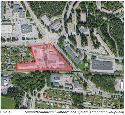 SUUNNITTELUALUE Tesoman aluekeskus sijaitsee noin 7 km länteen Tampereen keskustasta. Kaavamuutos koskee korttelin 3805 tontteja 3,4 ja 5 sekä katu- ja puistoaluetta.