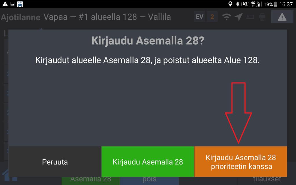 Jos kuljettaja kirjautuu prioriteetin kanssa, vähennetään häneltä 10 pistettä. Pisteitä voi kerätä myös varastoon, ja käyttää ne sitten vaikka yhden päivän aikana.