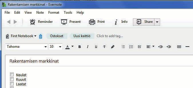 Pientä nuol- ta napsauttamalla 9 voi vaihtaa muistilapun tyypin 0.