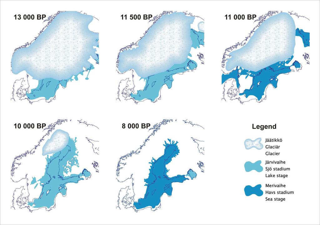 Itämeren kehitys jääkauden jälkeen Litorinameri > > Sulfidi(rikki)pitoinen savi /hiesu /lieju Baltic Ice Lake