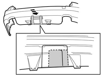 70 IMG-259881 71A Puskurinkuoren loven sahaaminen Kuva A koskee mallia V70 Kuva B koskee XC70:ää Kiinnitä teippi puskurinkuoren ulkopuolelle, keskelle sisäpuolella olevia merkintöjä.