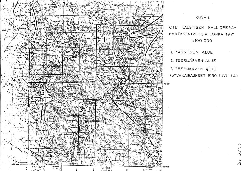 KUVA 1. OTE KAUSTISEN KALLIOPERA- KARTASTA (2323) A. LONKA 1971 1 :100 000 1.