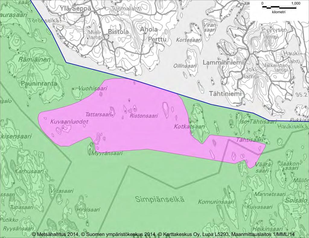 Kuva 9 B. Puulan ja Kyyveden Naturaaluekokonaisuuden luonnonarvovyöhyke.