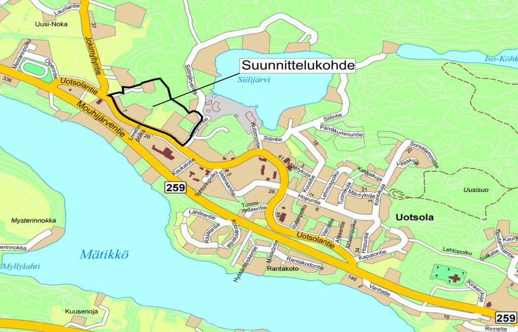 Suunnittelualueen kokonaispinta-ala on noin n. 7,33 ha ja muutosalueen rajaus tarkentuu kaavan edetessä.