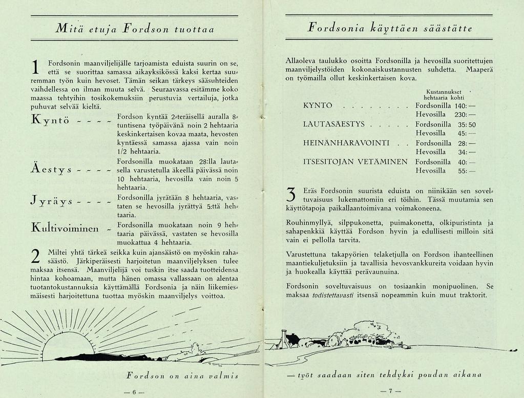 Fordsonilla Fordsonilla Fordson ~ ~ ~ sella 6 työt 7 JVLitä etuja Jtordson tuottaa IFordsonin maanviljelijälle tarjoamista eduista suurin on se, että se suorittaa samassa aikayksikössä kaksi kertaa