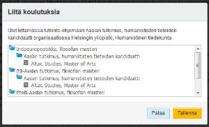 Tällöin maisterikoulutus näkyy kandi+maisteri-koulutuksen nimen alla linkkinä. Liittäminen on hyväksi, mutta ei välttämätöntä.