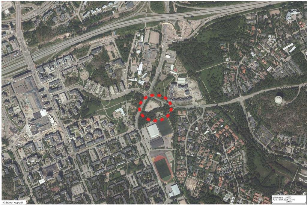 ja päiväkodin tilahanketta. Kuva: suunnittelualueen sijainti opaskarttapohjalla.