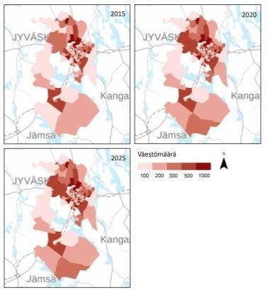 Henkilöä, yhteensä Väestöennuste Lähtötiedot Laskenta Lopputulos VRK/RHR: väestö 1- vuotisikäryhmittäin ja sukupuolittain TK: Muuttoliike iän ja sukupuolen mukaan (ruutuaineisto) TK: Maahanmuutto TK: