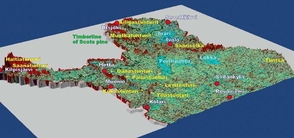 Lapin lukuisat metsänrajaseudulla sijaitsevat tunturit muodostavat hyvän