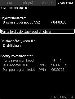 Suomi (FI) 8.7.68 GENIbus-numero (4.5.6) 8.7.70 Tilanäytön valikko (4,6) Kuva 124 GENIbus-numero CU 352 voi muodostaa yhteyden ulkoisiin laitteisiin RS-485-liitännän kautta (lisävaruste).