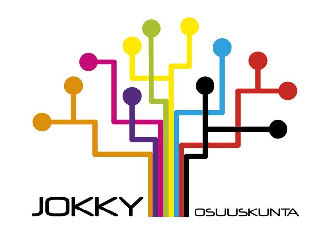 JOKKY osuuskunnan logo TAUSTAA -Värit samat, kuin JEDU:n logossa -Osuuskunnan logo kuvastaa verkostoa ja osuuskunnan yhteistoimintaa -Logo esittää myös opinpuuta, josta voi poimia hedelmiä -Logon