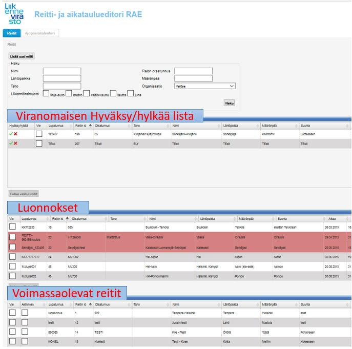 Ohje 2 (19) 1 RAE-työkalu, yleistä Liikenneviraston Reitti- ja aikataulutyökalulla (RAE) voidaan tallentaa joukkoliikennereittejä pysäkkiketjuineen ja pysäkkikohtaisine aikatauluineen.