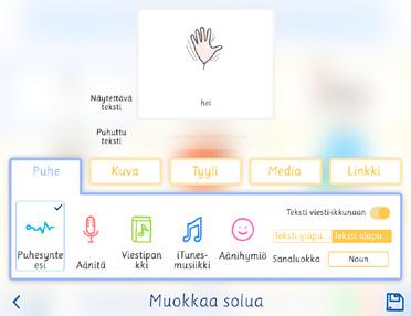 Solujen muokkaaminen Solun teksti Näytettävä teksti -nimiseen kenttään kirjoitettu teksti näkyy solussa. Tätä tekstiä voidaan muokata tai se voidaan poistaa kokonaan.