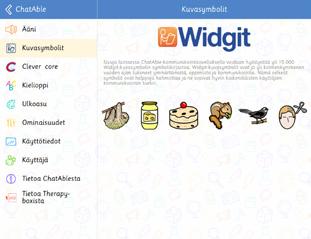 Symbolit ChatAble 3 -sovelluksessa on noin 12 700 Widgit-symbolia.Lisätietoa löytyy asetusten kohdasta Symbolit.
