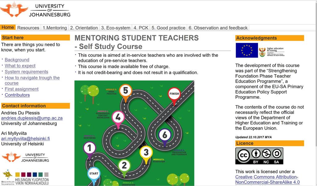 Content of the mentoring course today