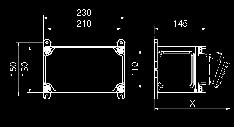 PLASTIC ENCLOSURES Dmensonl Drwngs - Enlosure 30MB208 30MB207 Stnr le entres pre-punhe