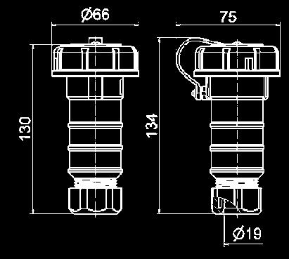 : Type 753 18 MB 16 Domest Connetor Srew termnls 16A/230 V~ Proteton egree IP68 (Form DS)