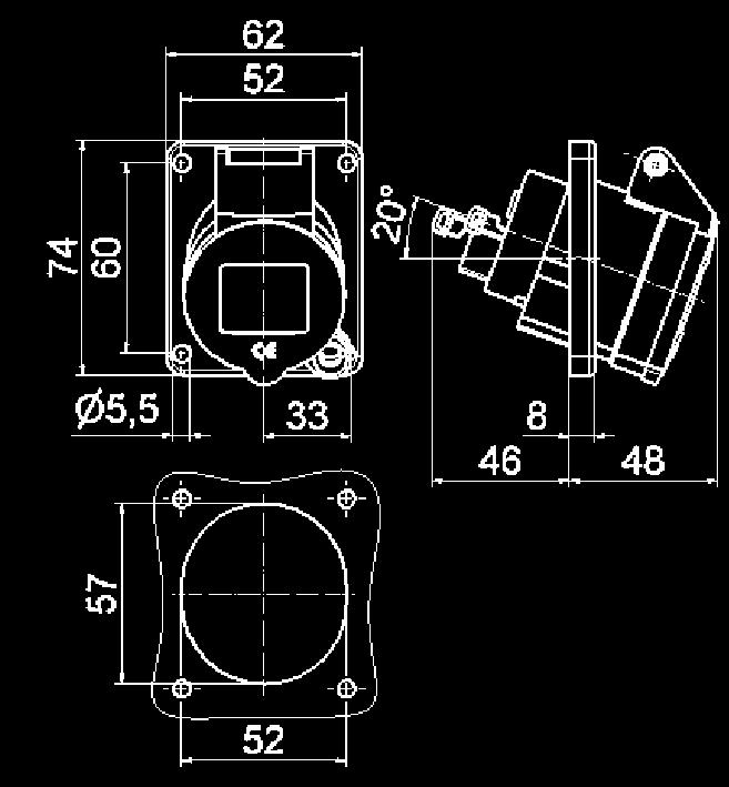 EN 60309, VDE 0623 Enlosure, nsert n hnge l me o hgh-gre plst