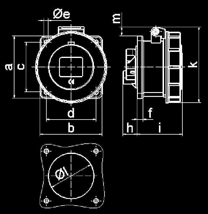 PLUGS AND SOCKETS wth Srew Termnls IEC 60309-1/2, EN 60309, VDE 0623, IP67 Pnel Mountng Soket Outlet Srew termnls 20 ngle Flnge 85 x 85 mm 16 3 12079 12080 12081 12485 12952 12483 10 125 16 4 12500