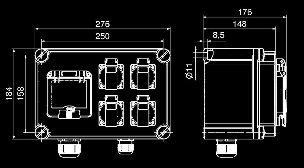 Multple selng nsert 4 x 8 mm  893058 2 Domest sokets 16A, 230V ~ 4 RJ45 Ct.