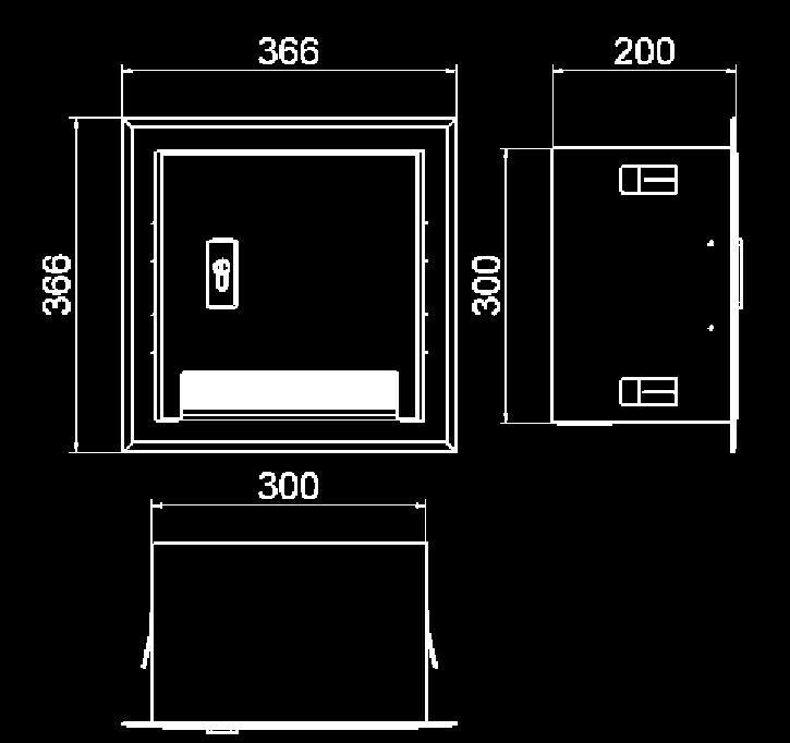 STAINLESS-STEEL DISTRIBUTORS Flush Mountng Cnets Rey wre or nstllton Dmenson o enlosure: 300 x 300 mm Enlosure me o hgh-qulty V2A stnless steel Brushe sure Door