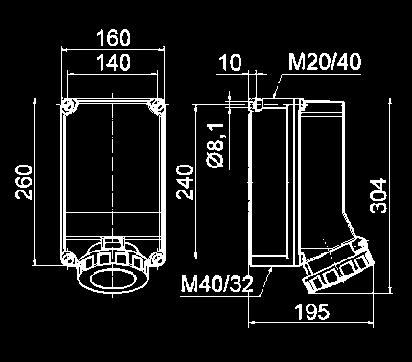 : Type 16873 1 MB 38 Sure Mountng Soket Outlet Wth eletrl PSC nterlokng n tonlly M20 t top