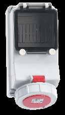 SURFACE MOUNTING SOCKET OUTLETS, use IEC 60309-1/2, EN 60309, VDE 0623 Enlosure, wnow n soket nsert me o hgh-gre plst Proteton egree IP67 Sure Mountng Soket Outlet Wth Dn rl 5 moules Nkel plte ontts