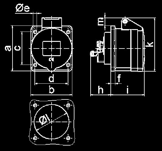 5 4 4 Pnel Mountng Soket Outlet Quk-Connet Srewless termnls Kontex ontt Flnge 62 x 62 mm or 16A 3p, 72 x 65 mm or 16A 4p n 5p 16 3 13667 13668 13669 13670 13671 13672 10 95 16 4 13673 13674